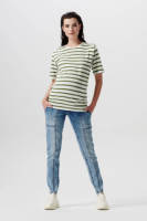Supermom gestreept zwangerschapsshirt Edison groen/wit