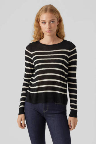 VERO MODA gestreepte gebreide trui VMNOVA zwart/wit