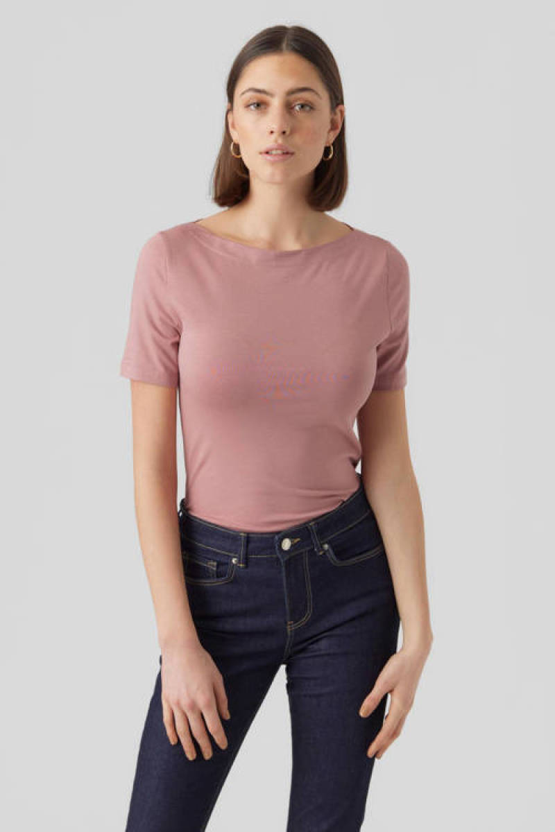 VERO MODA top VMPANDA met biologisch katoen oudroze