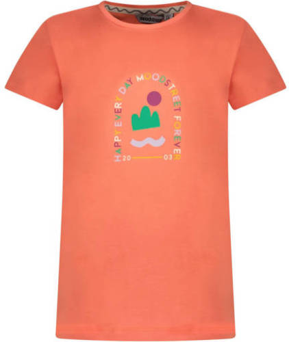 Moodstreet T-shirt met printopdruk koraal