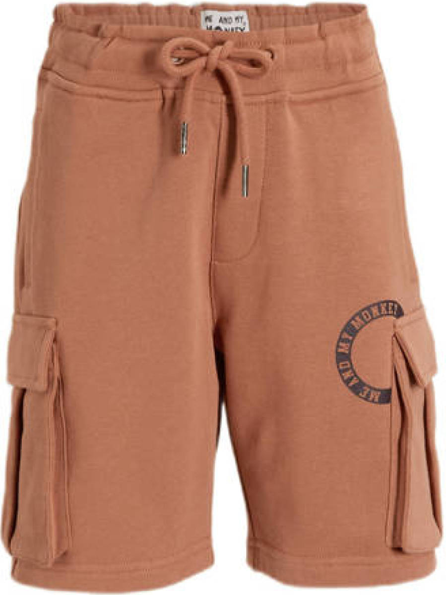 Me & My Monkey cargo short Mitchel met printopdruk bruin