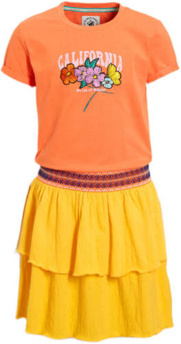 Me & My Monkey T-shirtjurk Maroeska met printopdruk oranje/geel