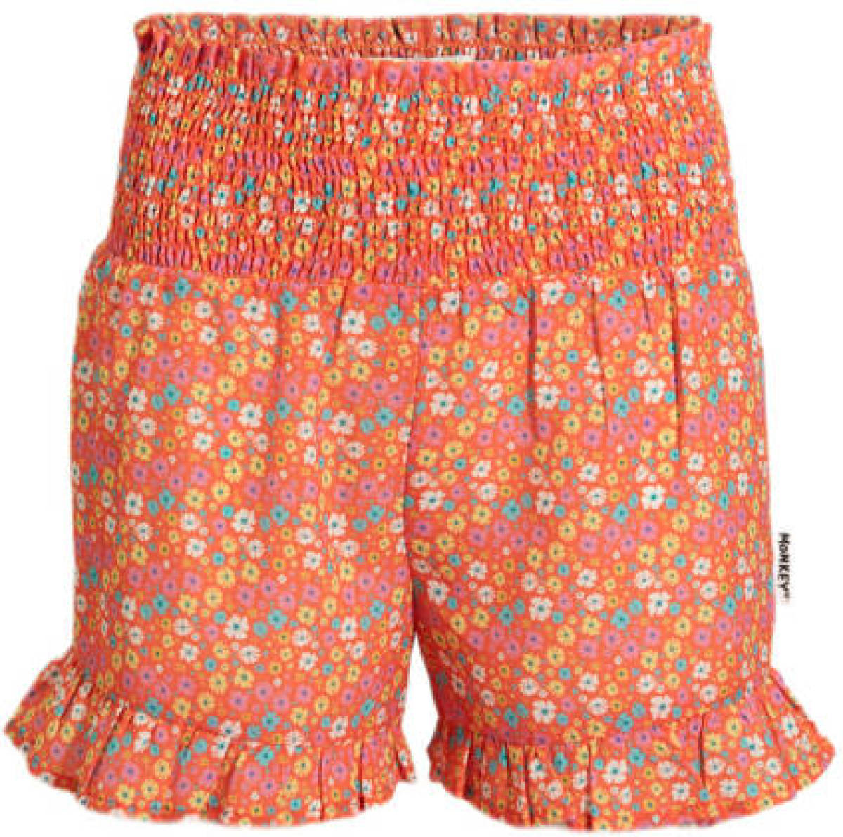 Me & My Monkey gebloemde high waist short Madelein oranje/blauw/wit