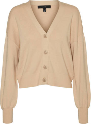 VERO MODA fijngebreid vest VMNANCY beige