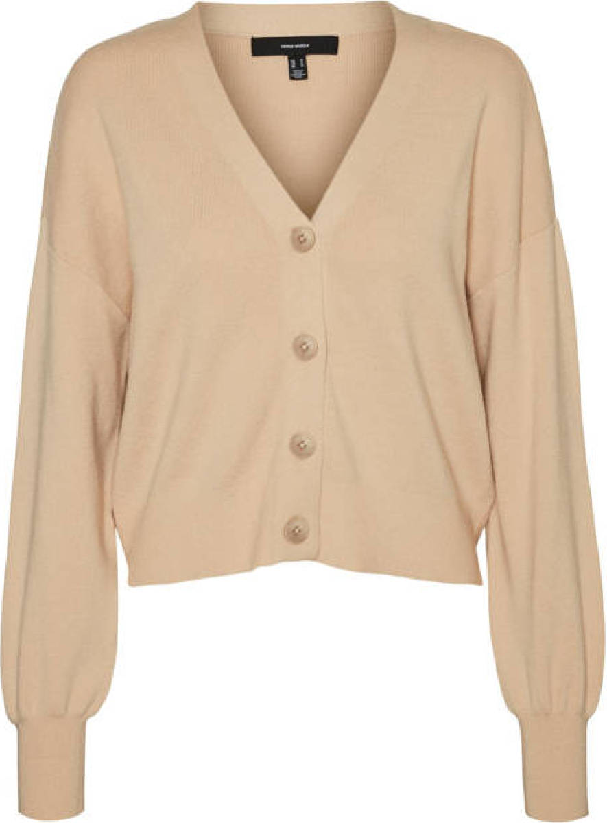 VERO MODA fijngebreid vest VMNANCY beige