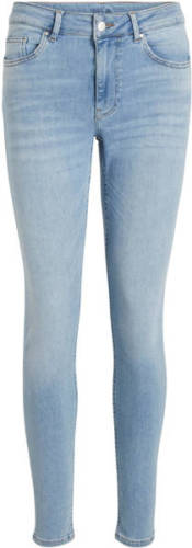 VILA mid waist skinny jeans VISARAH light blue denim