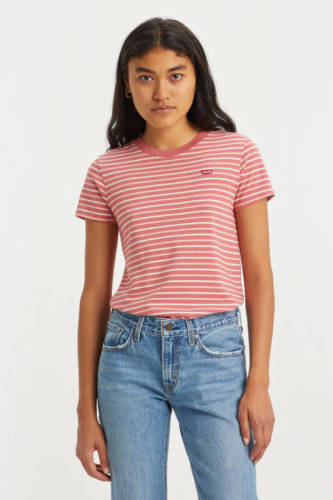 Levi's gestreept T-shirt Perfect roze/wit