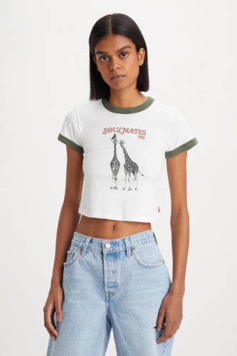 Levi's T-shirt met printopdruk wit/groen