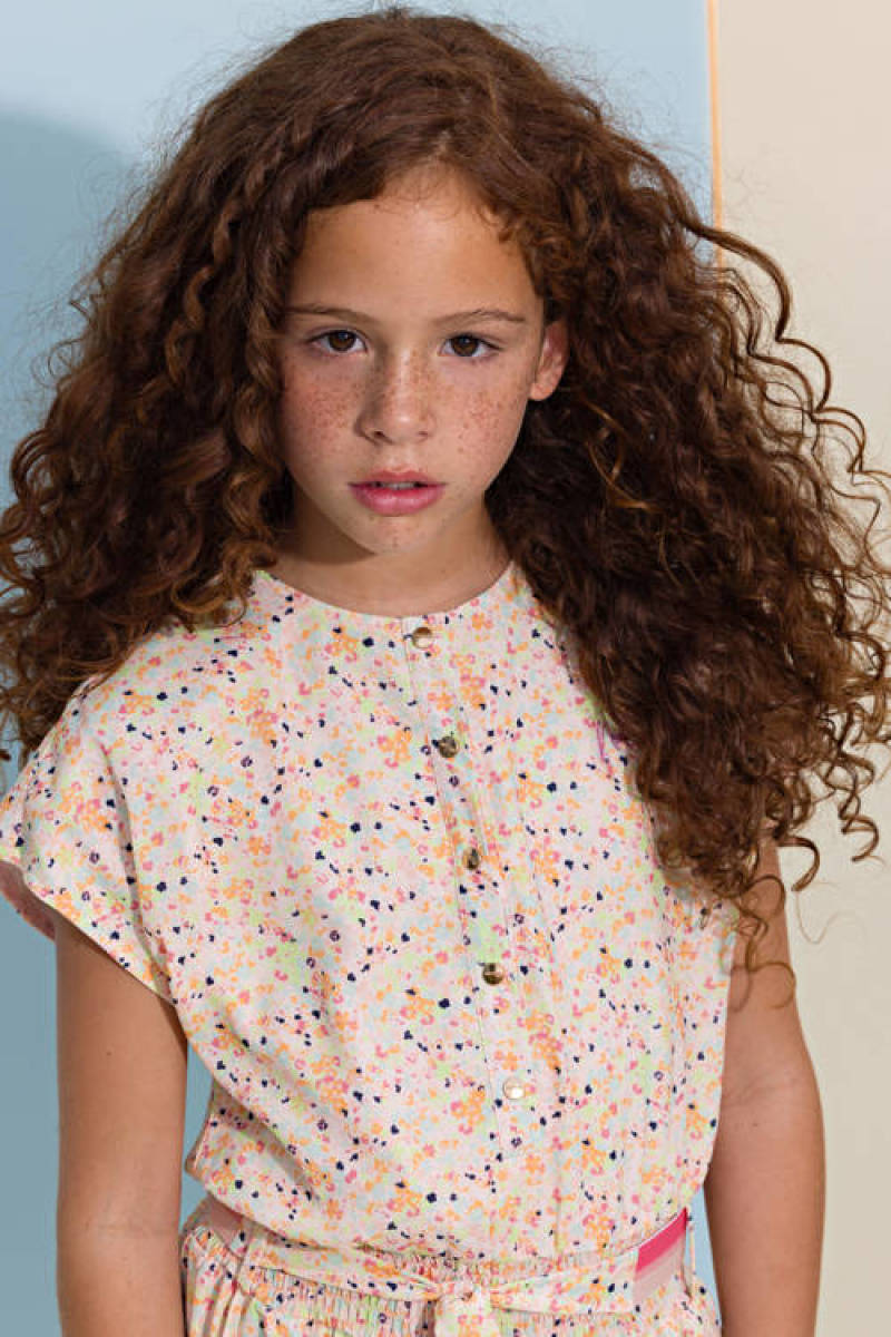 NONO jumpsuit Sasou van gerecycled polyester oranje/multicolor