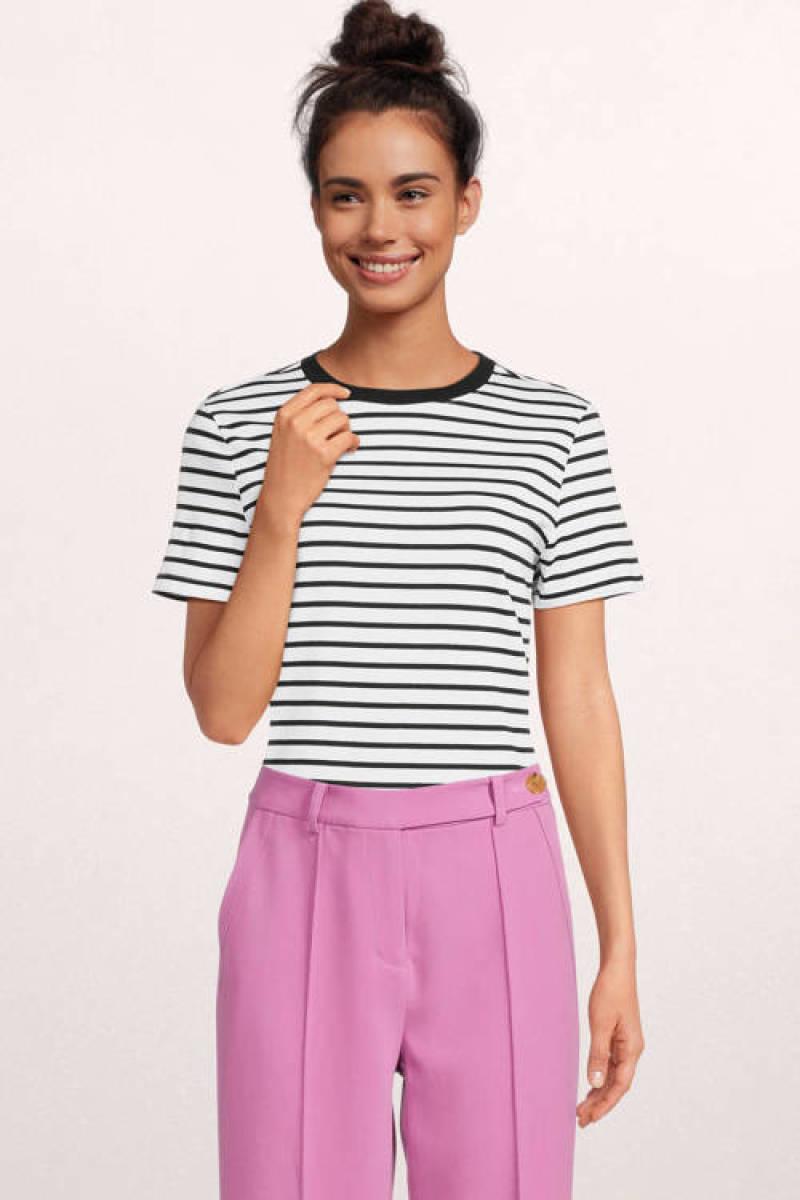 SELECTED FEMME gestreept T-shirt SLFMYESSENTIAL van biologisch katoen zwart/ wit