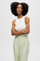 SELECTED FEMME ribgebreide top SLFANNA gebroken wit