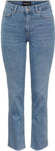 PIECES cropped straight fit jeans PCDELLY light blue