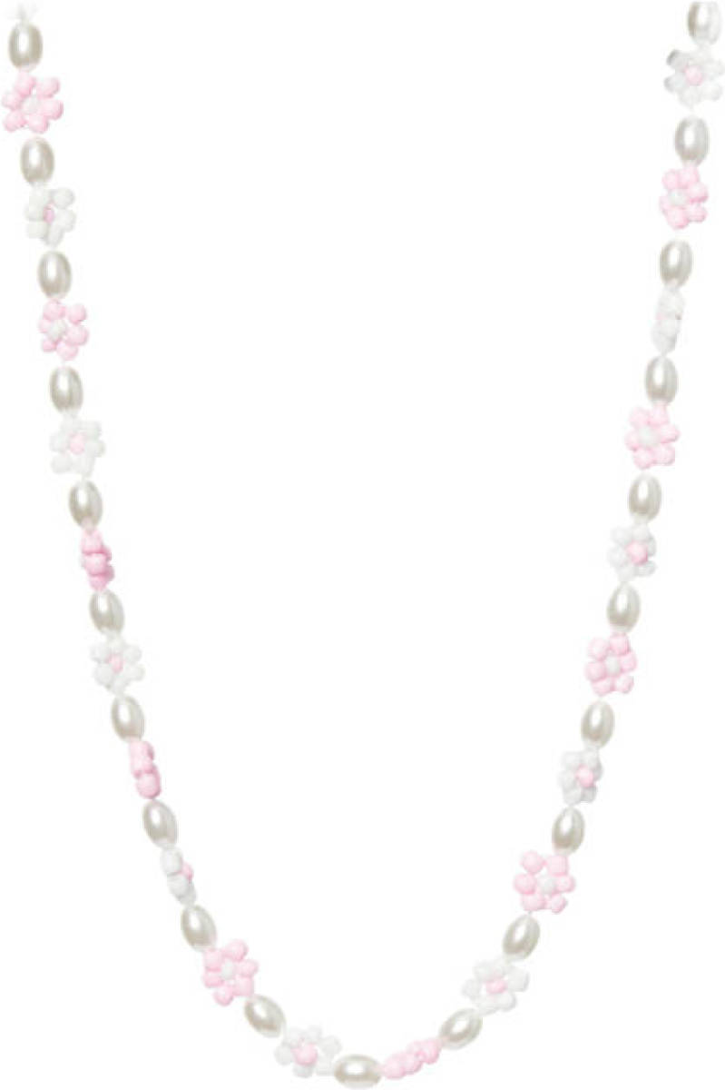 PIECES ketting PCBEDUDI met bloemen parelmoer/lichtroze