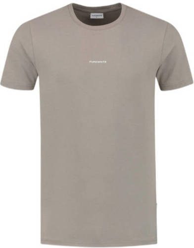 Purewhite T-shirt met backprint taupe