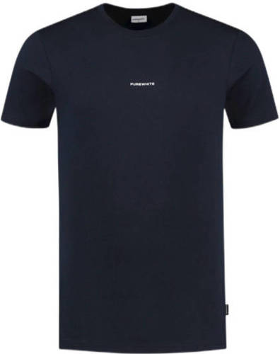 Purewhite T-shirt met backprint navy