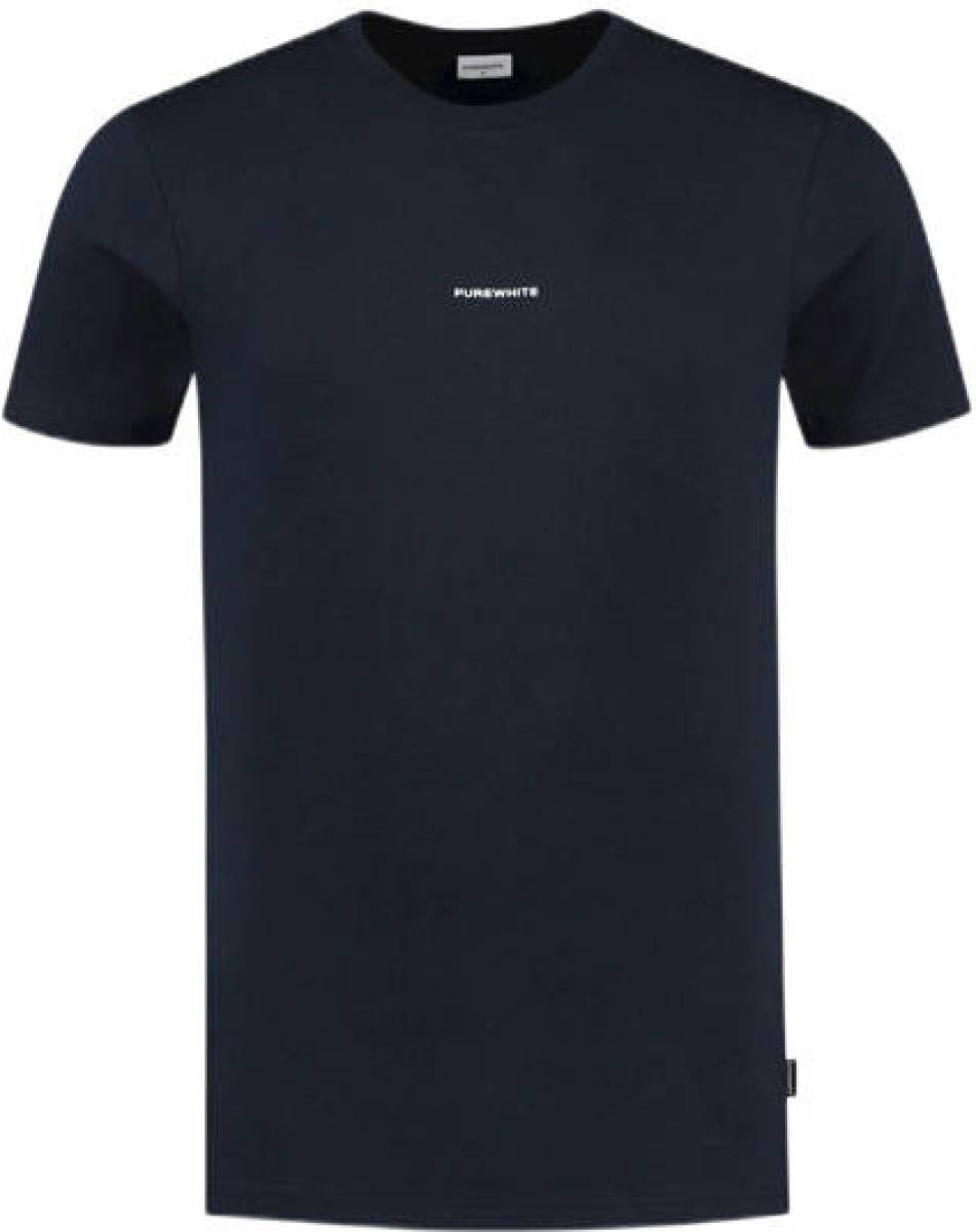 Purewhite T-shirt met backprint navy