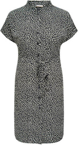 ONLY CARMAKOMA blousejurk CARDIEGA met all over print en ceintuur zwart/ wit