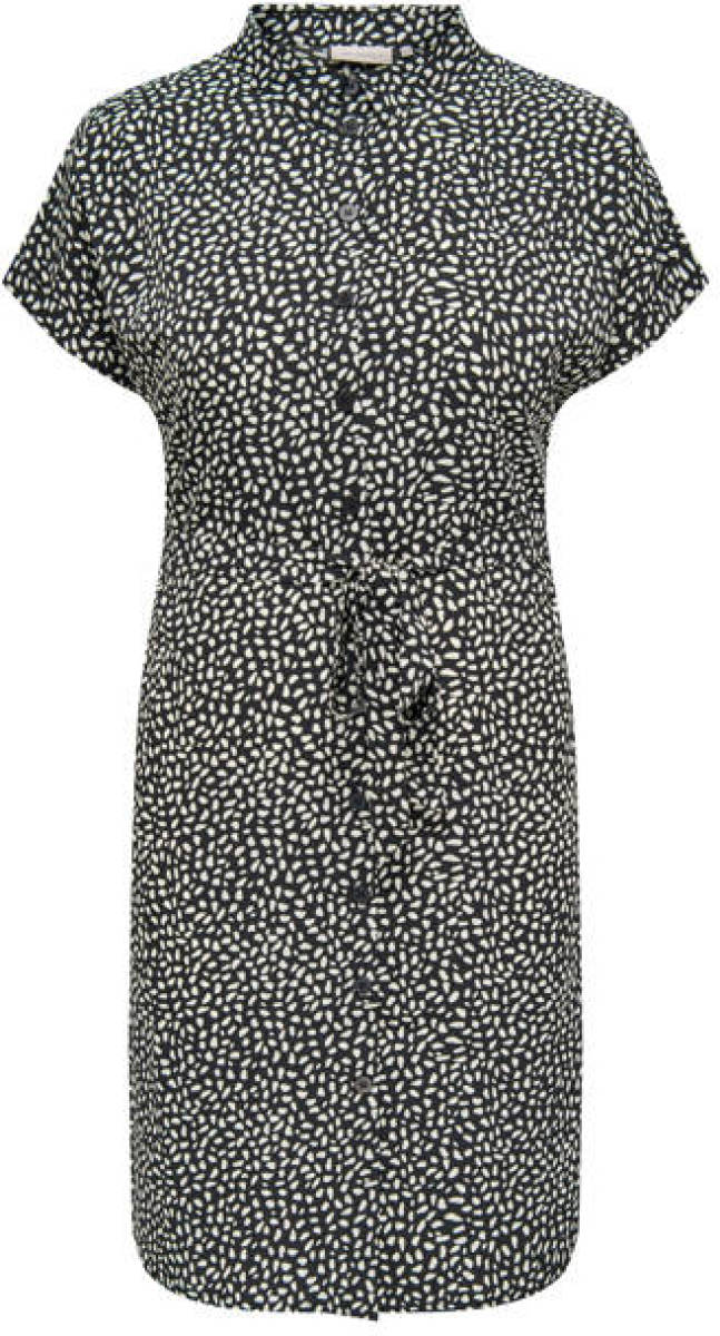 ONLY CARMAKOMA blousejurk CARDIEGA met all over print en ceintuur zwart/ wit