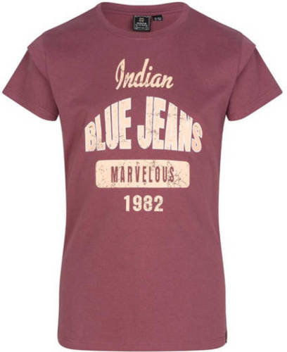 Indian Blue Jeans T-shirt met printopdruk donker mauve