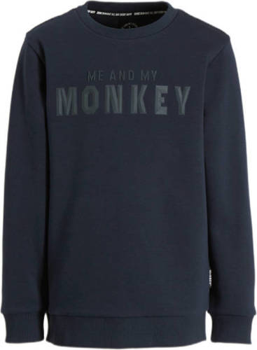 Me & My Monkey sweater Micha met logo blauw