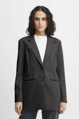 ICHI blazer IHKATE van gerecycled polyester zwart