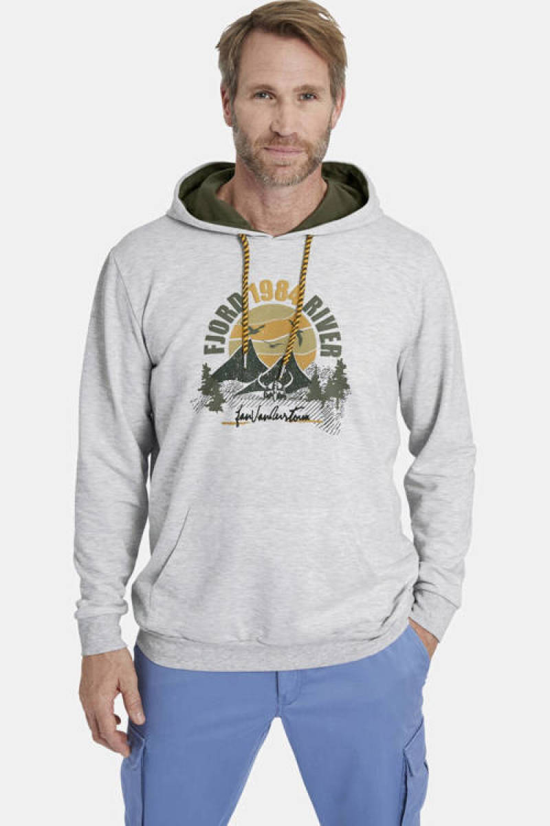 Jan Vanderstorm hoodie NAVER Plus Size met printopdruk beige
