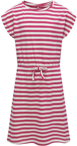 KIDS Only GIRL gestreepte A-lijn jurk KONMAY fuchsia/wit