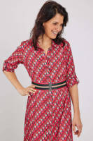 Didi jurk Blush met all over print en ceintuur rood/blauw/groen