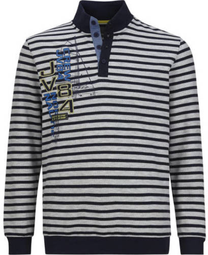 Jan Vanderstorm +FIT Collectie gestreepte sweater FARTEIN Plus Size donkerblauw/wit