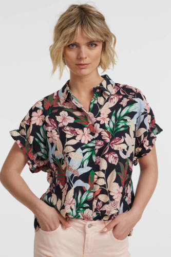 OBJECT gebloemde blouse OBJPARIS zwart/multi