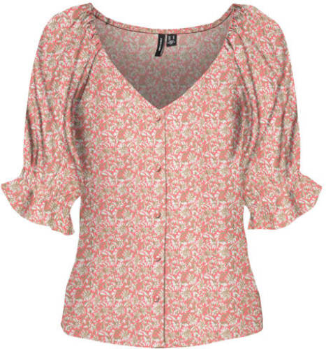 VERO MODA top VMRANI met all over print roze/wit