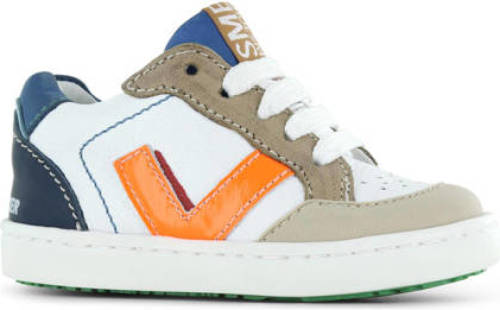 Shoesme leren sneakers wit/blauw/oranje