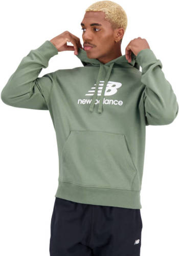 New balance hoodie Essentials Stacked groen/wit