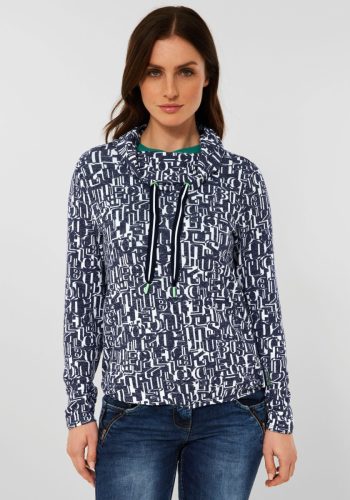 CECIL trui met tekst donkerblauw/wit