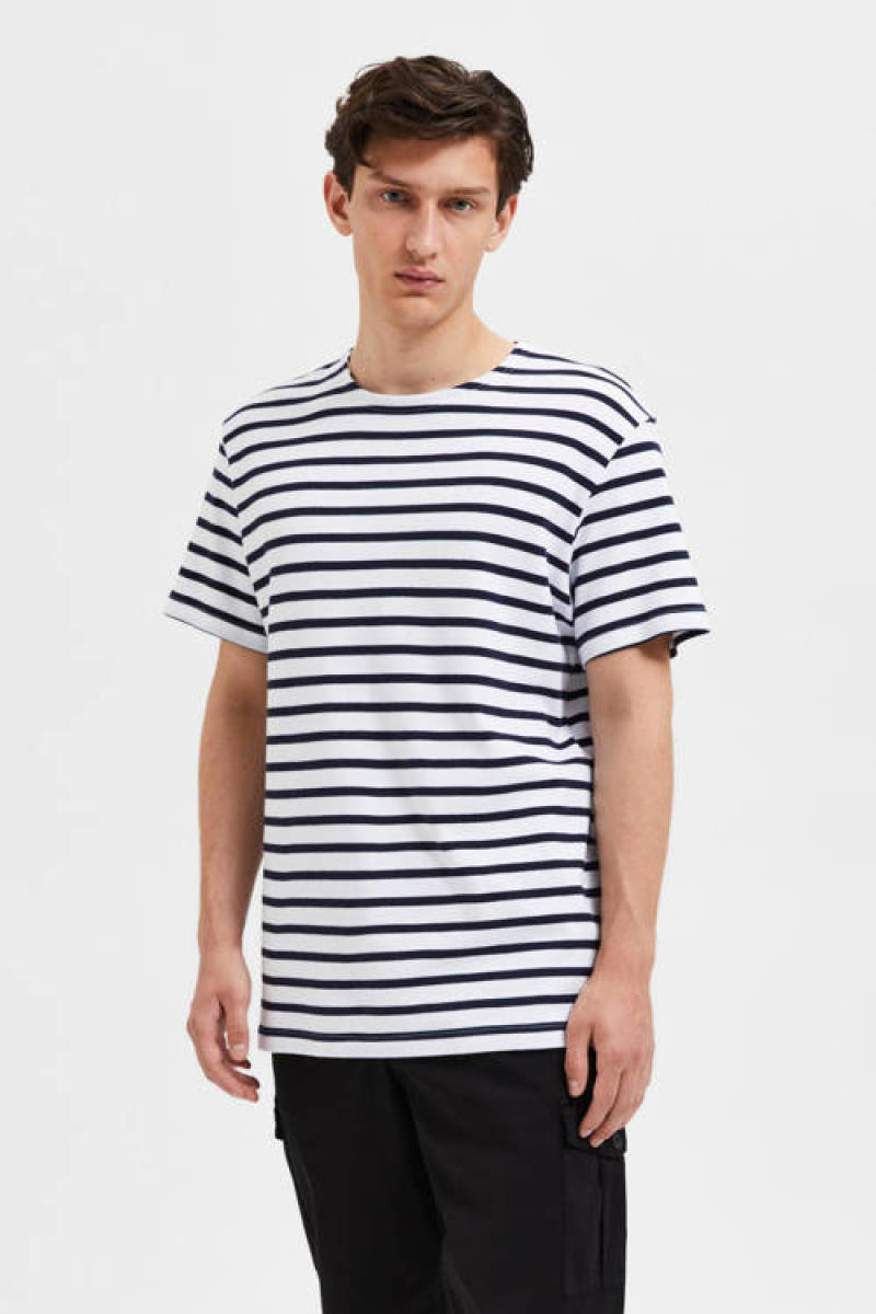 SELECTED HOMME gestreept T-shirt SLHBRIAC wit