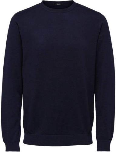 SELECTED HOMME fijngebreide trui donkerblauw