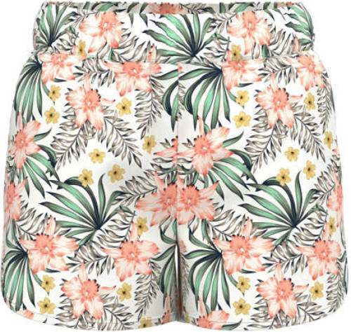 NAME IT KIDS gebloemde short NKFVINAYA van gerecycled polyester wit/multicolor