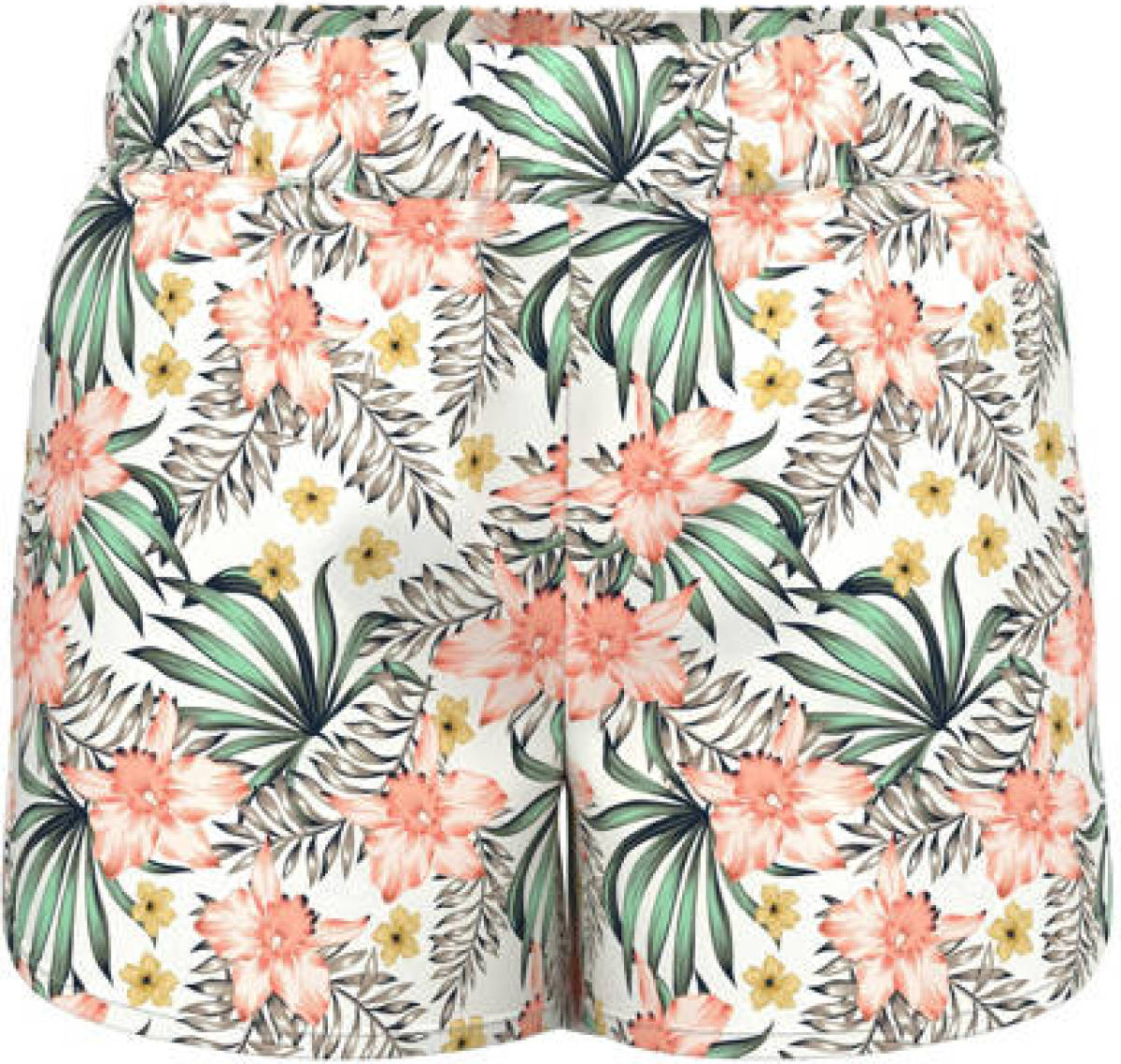 NAME IT KIDS gebloemde short NKFVINAYA van gerecycled polyester wit/multicolor