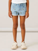 NAME IT KIDS gebloemde regular fit short NKFBELLA light blue denim