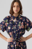 VERO MODA gebloemde jurk VMBUMPY donkerblauw/roze/groen