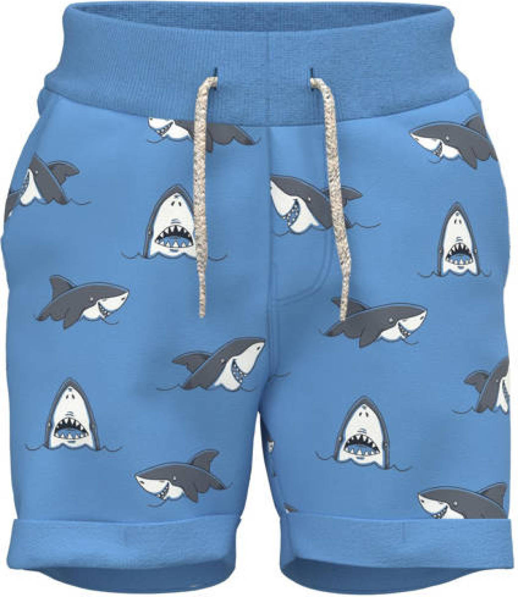 NAME IT MINI regular fit sweatshort NMMVERMO AOP LONG SWE SHORTS UNB F NOOS met all over print blauw
