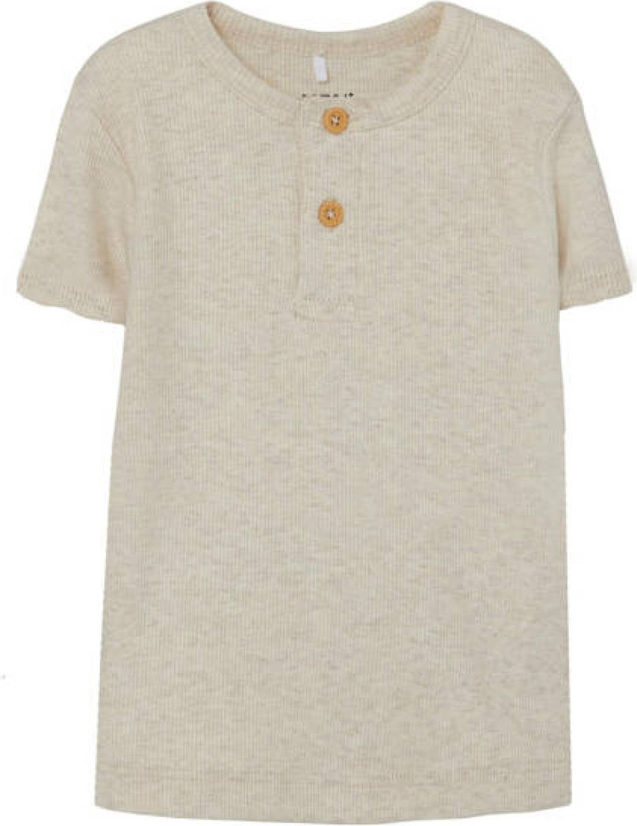 NAME IT MINI T-shirt NMMKAB SS TOP NOOS met biologisch katoen beige