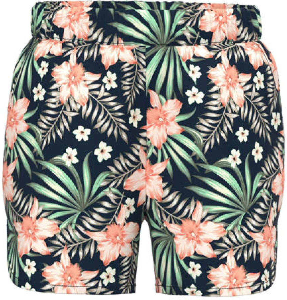NAME IT MINI gebloemde short NMFVINAYA van gerecycled polyester donkerblauw/groen/zalm
