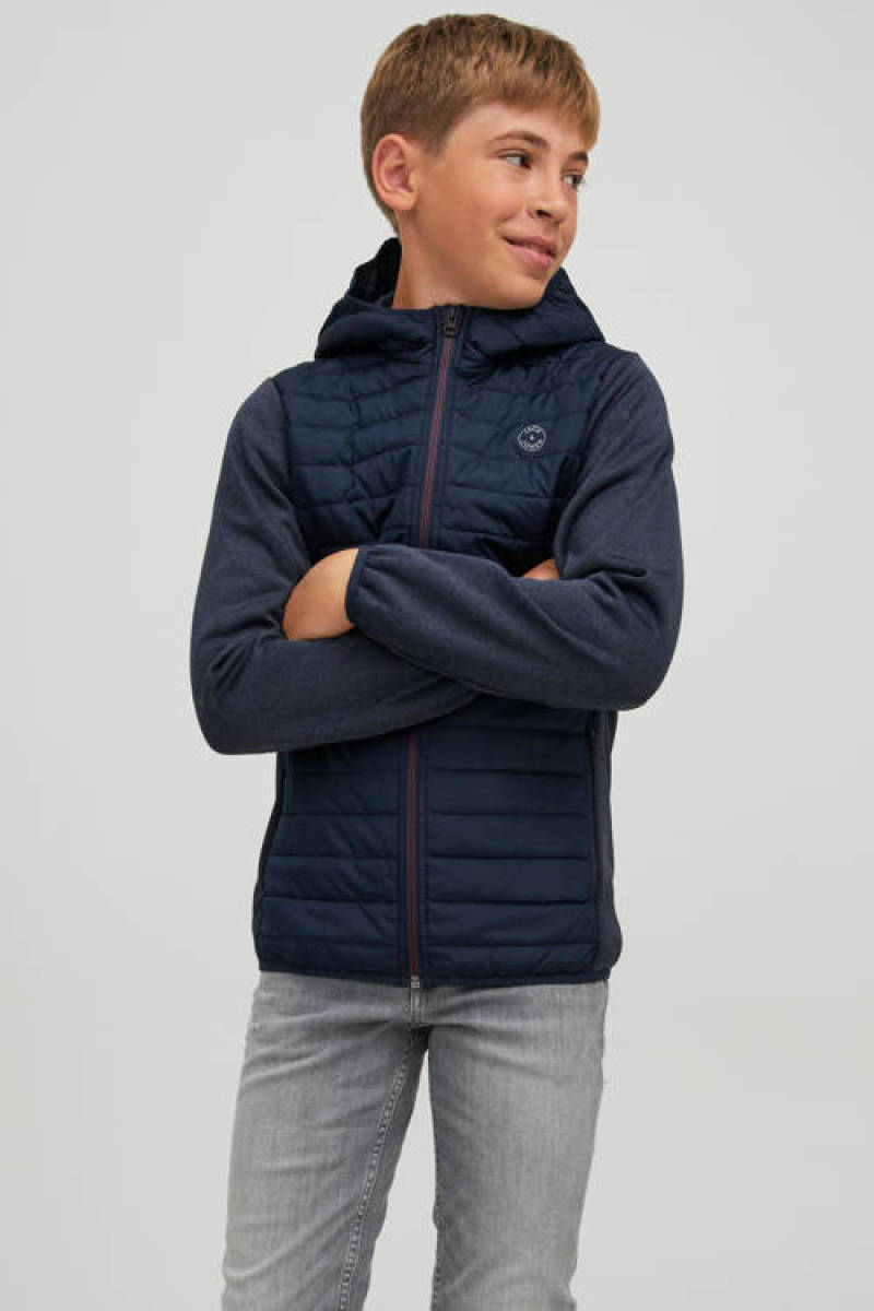 Jack & Jones JUNIOR gewatteerde tussenjas JJEMULTI donkerblauw