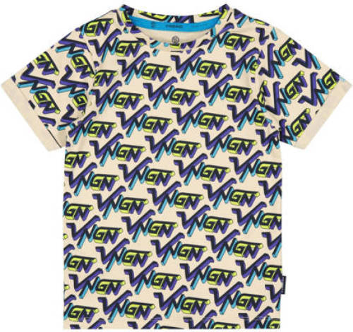 Vingino T-shirt HANS met all over print beige/donkerblauw