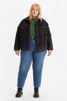 Levi's Plus Ribcage cropped high waist straight fit jeans dark indigo worn in