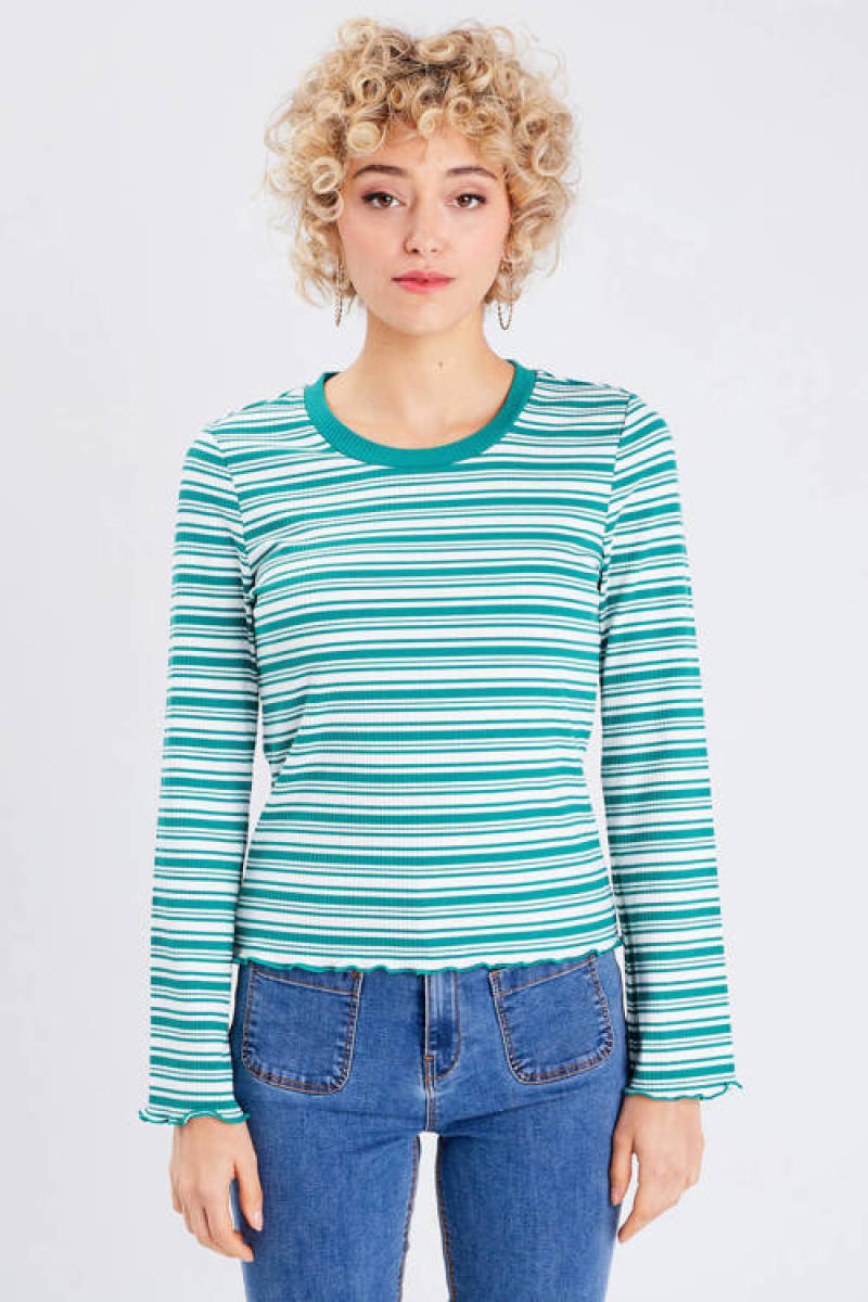 Cache Cache gestreepte top groen/ecru