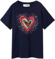 Desigual T-shirt met printopdruk en pailletten donkerblauw