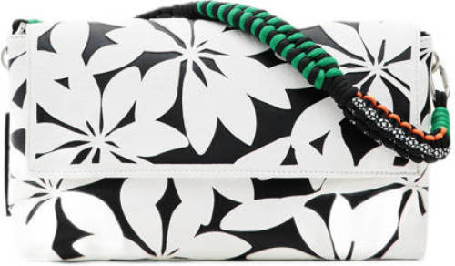 Desigual gestantste crossbody tas met bloemen wit/zwart