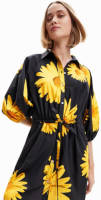 Desigual gebloemde blousejurk geel/zwart